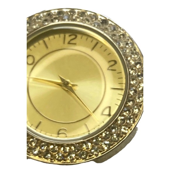 Lemon yellow gold shimmer face watch chunky chain bracelet rhinestones bling - Picture 6 of 12